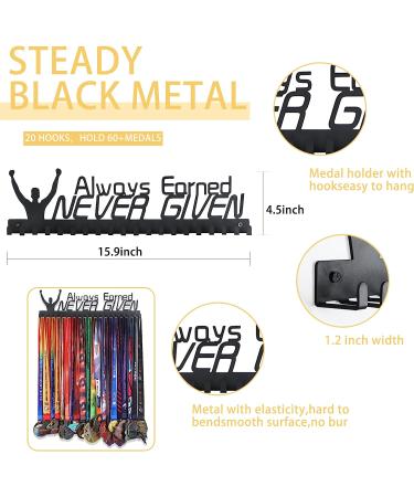 Sturdy Black Steel Medal Holder Display Rack - Over 60 Medals - Easy to Install | Goutoports - Buy Online on GoSupps.com