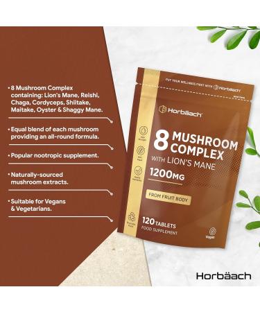 Mushroom Complex with Reishi Shiitake Maitake Chaga Lions Mane Cordyceps and more 120 Vegan Capsules Mushroom Complex Pills from Horbaach - Buy Online on GoSupps.com