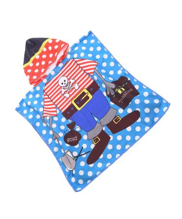 FEBE Bath Poncho Children Bath Towel With Hood Bathrobe for Toddler Pirate