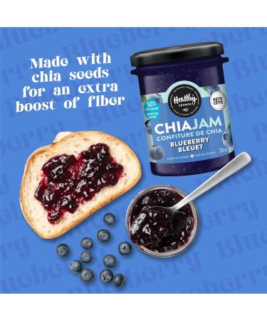 Healthy Crunch - Sugar Free Blueberry Chia Jam - 6 Units x 230ml - Keto Jam Zero Calorie - No Sugar Added - Low Carb & Low Calorie - Ideal for Healthy Snacks Baking and Desserts - Chia Seed Jam - Buy Online on GoSupps.com