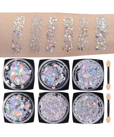 6 Colors Glitter Make Up for Face Body and Hair Body Glitter Sequin for Music Festival Masquerade Party Clubs 01 - Buy Online on GoSupps.com