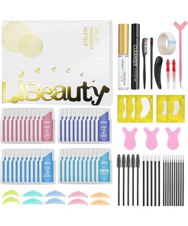 Libeauty Lash Perm Kit 40PCS Lash Lift Kit & Brow Lamination 2 in 1 Set 7 Weeks Long-Lasting Curl Professional & Home Use Semi-Permanent Curling 10 packs of each lotion