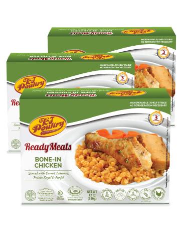 Kosher MRE Meat Meals Ready to Eat, Bone In Chicken & Kugel (3 Pack) Prepared Entree Fully Cooked, Shelf Stable Microwave Dinner  Travel, Military, Camping, Emergency Survival Protein Food Supply