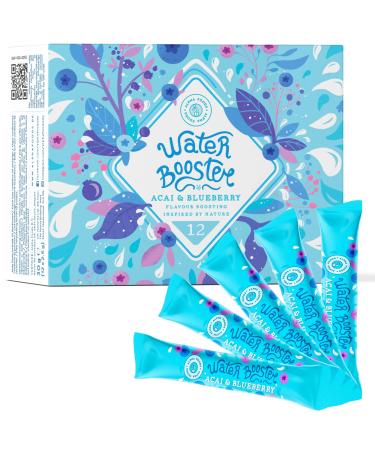 Water Booster beverage mixture with vitamin C - beverage powder with a a blueberry taste - of course delicious low in calories and sugar arm - 12x2.5g powder for loosening in water A a blueberry
