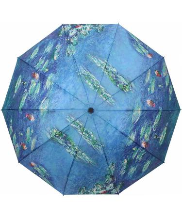 RainCaper Reverse Inverted (inside-out) Windproof Museum Monet Water Lilies Reverse-opening Upside Down Umbrella with C-shaped Handsfree Handle Claude Monet Water Lilies - Buy Online on GoSupps.com