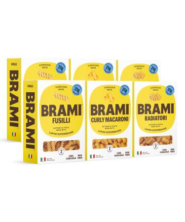 Brami Superfood Pasta | Real Italian Taste | High Protein & Fiber Healthy Pasta Noodles Powered by Lupini Beans | 8 Ounce (Pack of 6) (Fusilli Curly Mac Radiatori)