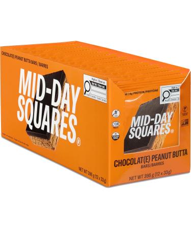 Mid-Day Squares Peanut Butta Bars 33g each 4 Packs (48 Squares) | Made with Real Chocolate 6g Plant Protein 4g Fiber Gluten Free Certified Vegan Peanut Butta 12 Count (Pack of 4) - Buy Online on GoSupps.com