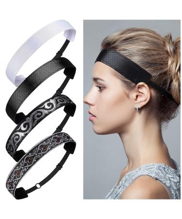 8 Pcs Adjustable Non-Slip Elastic Headbands for Women - Velvet Lined Solid Color Boho Hairband for Sport, Yoga, Work, and Makeup (Classic Style) - Buy Online on GoSupps.com