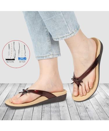 Sounity Women's Orthopedic Sandals with Bowknot Design - Plantar Fasciitis Arch Support for Comfortable Walking - Pain Relief Flip Flops - Buy Online on GoSupps.com