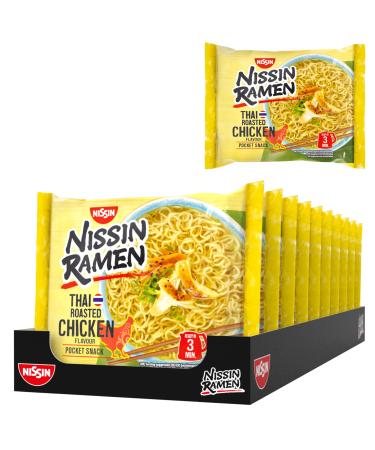Nissin Ramen - Thai Roasted Chicken 10 Pack Instant pasta of Asian kind according to Thai recipe quick & simple prepared Asian food (10 x 65 g)