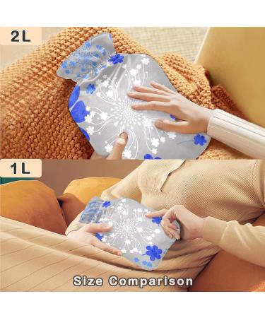 NAANLE 2L Hot Water Bottle with Lid - Blue Flowers | Ideal for Back Pain Relief & Neck Therapy - Hot & Cold Compress - Buy Online on GoSupps.com