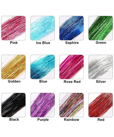 47 Hair Tinsel Kit with Tool - 12 Colors, 2400 Strands Glitter Fairy Hair Extensions for Women & Girls - Perfect for Christmas, New Year, Halloween Parties - Buy Online on GoSupps.com