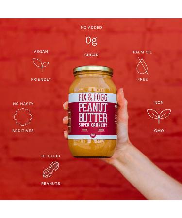 Fix & Fogg Super Crunchy Peanut Butter 13.2oz - Chunky Gourmet Spread, Keto & Vegan Friendly, Non-GMO, No Sugar or Additives - Buy Online on GoSupps.com