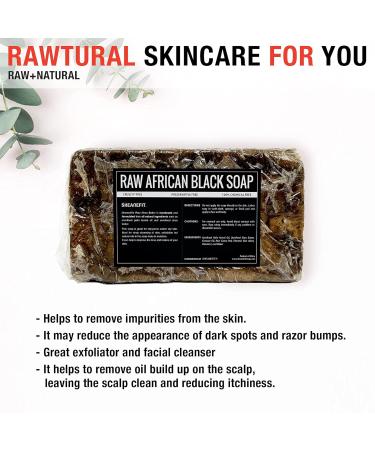 Organic African Black Soap Bar - For Face, Body, and Hair - 1lb Bulk Bars - Sheanefit - Buy Online on GoSupps.com