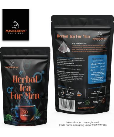Herbal Tea For Men - Stress and Anxiety Relief - Natural Testosterone Balance Support - 30 Teabags - Buy Online on GoSupps.com