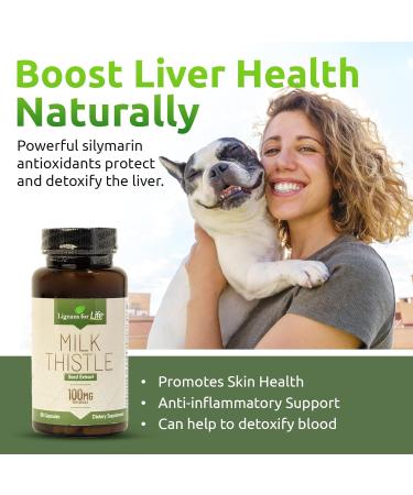 Lignans For Life Milk Thistle Seed Extract Herbal Supplement for Dogs 100mg - 60 Vegetarian Capsules Canine Liver Health - Buy Online on GoSupps.com