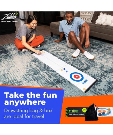 Elite Sportz Equipment Curling Game - Tabletop Family Fun Set with 4 Ft x 1 Ft Mat - Includes Bonus Travel Bag - Ages 6 & Up - Buy Online on GoSupps.com