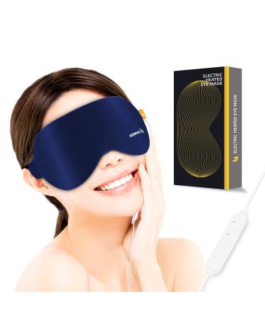 Hompres Silk Heated Eye Mask - Fast Heaed Eye Mask for Dry Eyes  Reusable Eye Compress Mask with Automatic Shutdown  Temp Control  Dry Eye Therapy Mask Relieve Eye Fatigue  Puffy Eyes (Blue)