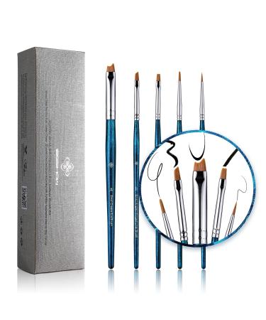 Eyeliner Brush, 5 Pcs Eye Liner Brushes Set, Eye Makeup Brush Set, Angled Eyeliner Brush Fine Point, Precision Detailed Art Brushes with Ultra-fine Bristles, Flat Eye Makeup Brush for Cat Eye Looks and Perfect Winged Liner