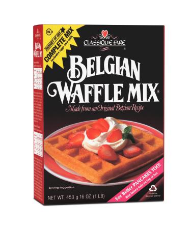 Classique Fare Belgian Waffle Mix - Makes Light and Crisp Waffles, Pancakes, Muffins & Crepes - Works with Waffle Maker - Fast and Fresh Breakfast Foods - 16 Oz Box Original 1 Pound (Pack of 1)