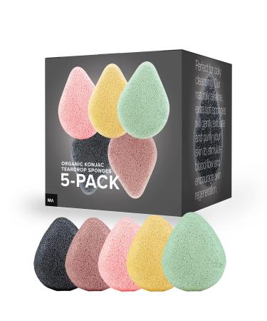 Minamul Konjac Exfoliating Organic Facial Sponge Set | Gentle Daily face Scrub/Skincare | Safe for Oily, Dry, Combination or Sensitive Skin | Charcoal, Turmeric, French Green, Red & Pink Clay