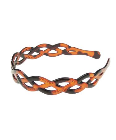 Girls Ladies 2cm Tort Shell Brown Stencil Cut Waves Headband Alice Band