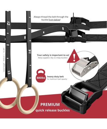 BeMaxx Wooden Gymnastic Rings Set with Door Anchor - Exercise eBook & Safety Straps | Olympic Gymnastics Athletic Fitness | Home Workout Muscle Training Rings - Buy Online on GoSupps.com