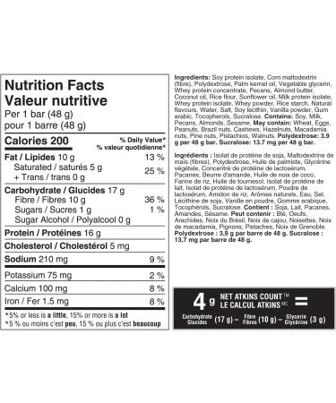 Atkins Protein Bars - Vanilla Pecan Crisp Low Sugar Keto Friendly High Protein High Fibre 1g Sugar 4g Carbs 5ct - Buy Online on GoSupps.com