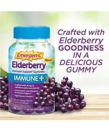 Emergen-C Elderberry Immune Gummies - 45 Count for Boosted Immunity - Buy Online on GoSupps.com