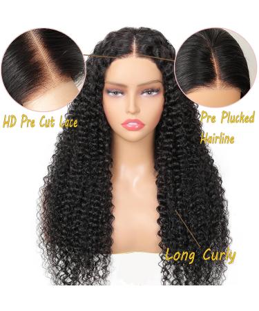 4x4 HD Lace Glueless Wigs for Black Women - Pre-Cut Pre-Plucked Long Curly 18 Inch 180% Density Natural Hairline - Buy Online on GoSupps.com