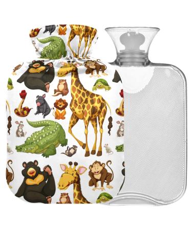 Naanle animals giraffe hot water bottle with reference heat and cold therapy Transparent hot water bottle 1l warm steadel for bed hand feet warmer pain relief