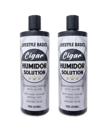 Humidor Solution 16 oz (2-Pack) - Premium Propylene Glycol Formula - 70% RH - Safe and Non-Toxic