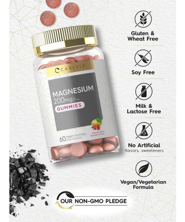 Carlyle Magnesium Gummies 200mg - 60 Vegan Gummies, Non-GMO, Gluten Free, Lemon Raspberry Flavor - Buy Online on GoSupps.com