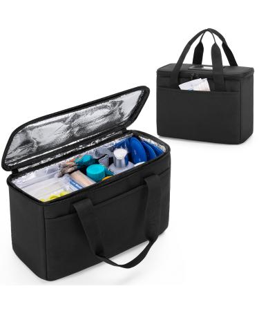 Trunab Insulated Small Medical Bag with Adjustable Dividers Travel Medicine Storage Water-Resistant Cooler Bag for Home Travel Camping(Bag Only) - Patented Design Black S