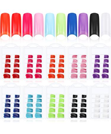 1000 Pieces Colorful French False Acrylic Gel Nail Solid Color Full Cover Fake Nails 10 Boxes Press on Nail Tips with Box for Nail Salons DIY Nail - Buy Online on GoSupps.com
