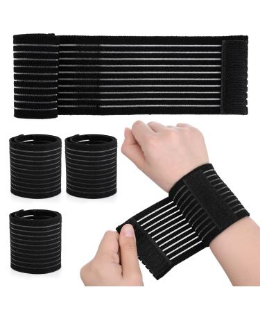 Sibba Elastic wrist bandage 4 pieces breathable polyester compression bracelet carpal hand support rail support belt for men and women workout bowling sport black - Buy Online on GoSupps.com