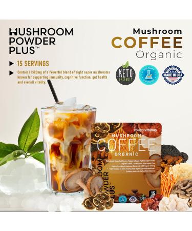 PowderVitamin Mushroom Coffee Duo 8 Fruiting Body Mushrooms & Certified Mold & Mycotoxin Free Focus Energy & Immunity Support Joint Skin and Digestive Health (15+30 Servings Bundle) - Buy Online on GoSupps.com