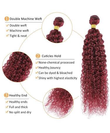 12A Grade 99j Burgundy Water Wave Hair 3 Bundles with Closure - Brazilian Virgin Remy Wine Red Ocean Wave Hair Extensions (12 14 16+10) - Buy Online on GoSupps.com
