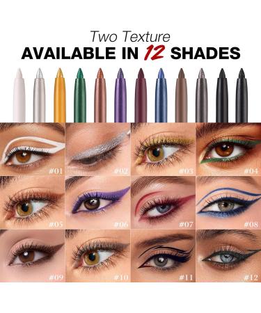 Gel eye liners eye liner pens 12 Colors Waterproof Natural Eye Liners Long Lasting Gel Pens Smudgeproof Cosmetics for Professional Makeup - Buy Online on GoSupps.com
