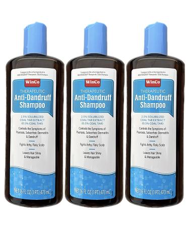 3 Pack Therapeutic Coal Tar Gel Shampoo Anti Dandruff - Psoriasis Seborrheic Dermatitis 16 oz each Bottle - Large Size - T Gel