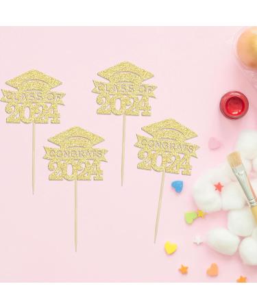 36Pcs 2024 Graduation Cap Cupcake Toppers Glitter Class of 2024 Cupcake Grad Cap Picks Decorations for 2024 Graduation Theme Party Supplies Gold Gold-1 - Buy Online on GoSupps.com