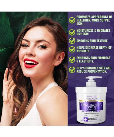 Advanced Clinicals Hyaluronic Acid Cream & Serum Bundle - Anti-Aging Face & Body Moisturizer for Wrinkles, Dark Spots, Fine Lines, Dry Skin - 2-Pack Set - Buy Online on GoSupps.com