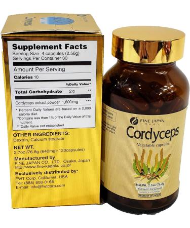 FINE JAPAN Cordyceps Capsules - 120 Count for Energy, Immune Support & Optimal Health - Buy Online on GoSupps.com