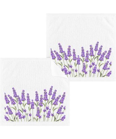 ALAZA Lavender Flowers Wash Cloth Set - 6 Pack Soft Cotton Face Cloths for Maximum Absorption - Fingertip Towels Included - Buy Online on GoSupps.com