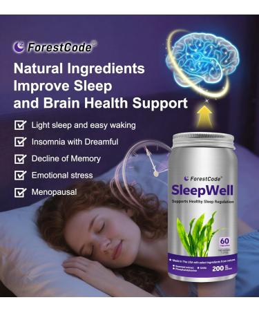 Melatonin-Free Sleep Aid for Adults with GABA & Seaweed Extract - Natural Supplement for Deep Sleep & Waking Up Refreshed, Stress Relief & Cognitive Support - Non-Habit Forming, 60 Capsules 60 Count (Pack of 1) - Buy Online on GoSupps.com