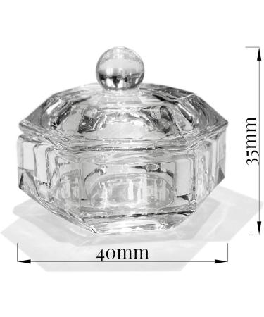 JND Acrylic Liquid Monomer Dappen Dish with Lid - Glass Crystal Nail Art Powder Cup (Hexagon) - Buy Online on GoSupps.com