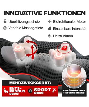 Shiatsu Neck Massage Device with Heat - Back & Shoulder Relief | Neck Relaxer | EU Plug - Buy Online on GoSupps.com