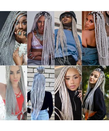 Xusuperb 30 Inch Pre Stretched Braiding Hair - Silver Gray Kanekalon Extensions (6 Packs) for Yaki Braids - Buy Online on GoSupps.com