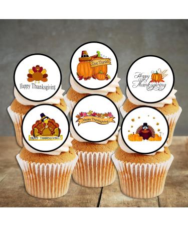 PRECUT Thanksgiving Cupcake Toppers Edible Thanksgiving Cake Decorations Edible Thanksgiving Decorations Fall Cake Topper Edible Pumpkin Cake Decorations (12) - Buy Online on GoSupps.com