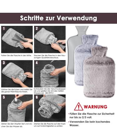 BOLEi 2L Hot Water Bottle with Luxury Faux Fur Cover - Leakproof & Large | Ideal for Pain Relief & Warmth | Brown - Buy Online on GoSupps.com